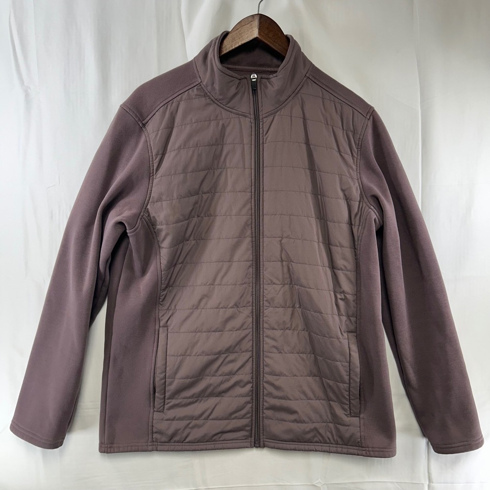 Criquet Hybrid Jacket Mens Large Mauve Quilted Fleece Full Zip Mock Neck